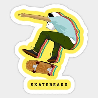 Skater with a Panda face skating Sticker